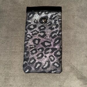 Coach Leopard Print Phone Case - Black Silver and Gray Metallic EC